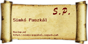 Simkó Paszkál névjegykártya